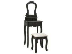 Coiffeuse Table De Maquillage Design Meuble Mobilier De Chambre Avec Tabouret 50 X 59 X 36 Cm Noir 02_0006331