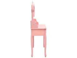 Coiffeuse Avec Tabouret Et Miroir 90 X 40 X 146 Cm Pliable En 3 Rose 02_0006327 -Fren Soldes Boutique meuble coiffeuse 19063167
