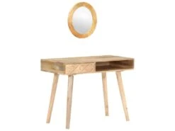 Coiffeuse Table De Maquillage Design Meuble Mobilier De Chambre 100 X 50 X 76 Cm Bois De Manguier Solide 02_0006358