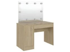 Coiffeuse Table De Maquillage Design Meuble Mobilier De Chambre Avec éclairage Led 110 X 55 X 145 Cm MDF Chêne 02_0006285 -Fren Soldes Boutique meuble coiffeuse 19081975