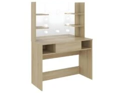 Coiffeuse Table De Maquillage Design Meuble Mobilier De Chambre Avec éclairage Led 100 X 40 X 135 Cm MDF Chêne 02_0006307 -Fren Soldes Boutique meuble coiffeuse 19082005