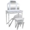 Coiffeuse Design Contemporaine Table De Maquillage Design Meuble Mobilier De Chambre Avec Miroir Et Tabouret 80 X 40,5 X 74,5 Cm 2 Tiroirs Blanc 02_0006333