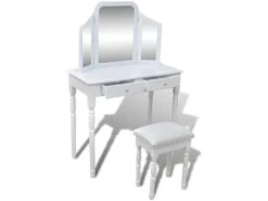 Coiffeuse Design Contemporaine Table De Maquillage Design Meuble Mobilier De Chambre Avec Miroir Et Tabouret 80 X 40,5 X 74,5 Cm 2 Tiroirs Blanc 02_0006333 7 Coiffeuse Design Contemporaine Table De Maquillage Design Meuble Mobilier De Chambre Avec Miroir Et Tabouret 80 X 40,5 X 74,5 Cm 2 Tiroirs Blanc 02_0006333 -Fren Soldes Boutique meuble coiffeuse 19089075