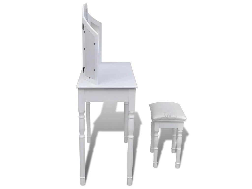 Coiffeuse Design Contemporaine Table De Maquillage Design Meuble Mobilier De Chambre Avec Miroir Et Tabouret 80 X 40,5 X 74,5 Cm 2 Tiroirs Blanc 02_0006333 4 Coiffeuse Design Contemporaine Table De Maquillage Design Meuble Mobilier De Chambre Avec Miroir Et Tabouret 80 X 40,5 X 74,5 Cm 2 Tiroirs Blanc 02_0006333 – Image 4