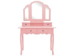 Ensemble De Coiffeuse Et Tabouret 100 X 40 X 146 Cm Rose 02_0006377 -Fren Soldes Boutique meuble coiffeuse 19093103