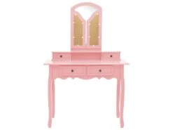Ensemble De Coiffeuse Et Tabouret 100 X 40 X 146 Cm Rose 02_0006377 -Fren Soldes Boutique meuble coiffeuse 19093105