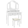Ensemble De Coiffeuse Et Tabouret 100 X 40 X 146 Cm Blanc 02_0006269