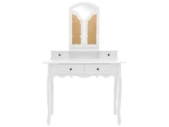 Ensemble De Coiffeuse Et Tabouret 100 X 40 X 146 Cm Blanc 02_0006269 -Fren Soldes Boutique meuble coiffeuse 19093189