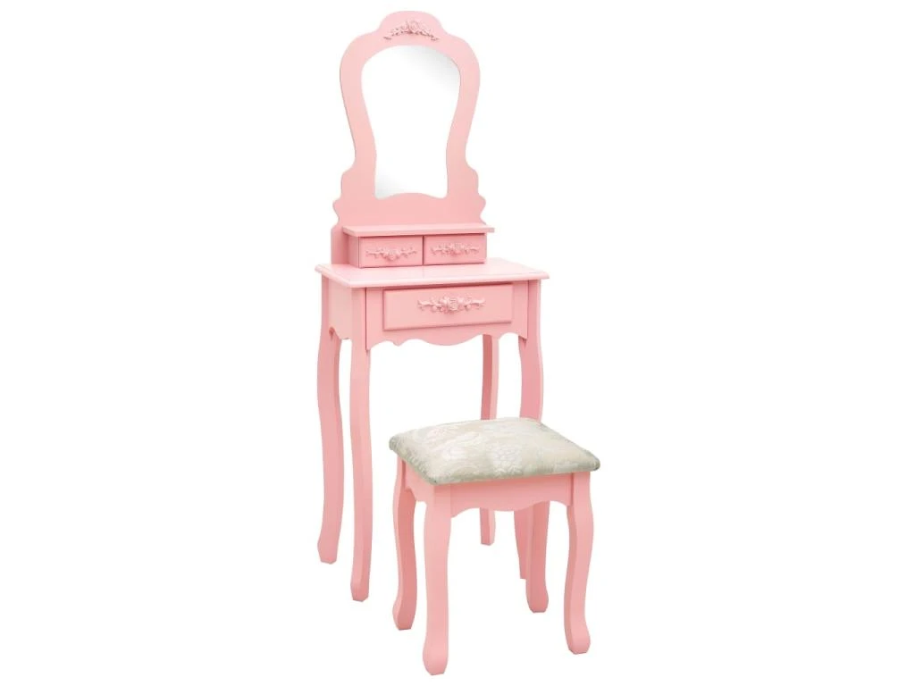 Ensemble De Coiffeuse Avec Tabouret 50 X 59 X 136 Cm Rose 02_0006226 1 Ensemble De Coiffeuse Avec Tabouret 50 X 59 X 136 Cm Rose 02_0006226