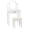 Coiffeuse Et Tabouret 65 X 36 X 128 Cm Bois De MDF Blanc 02_0006268