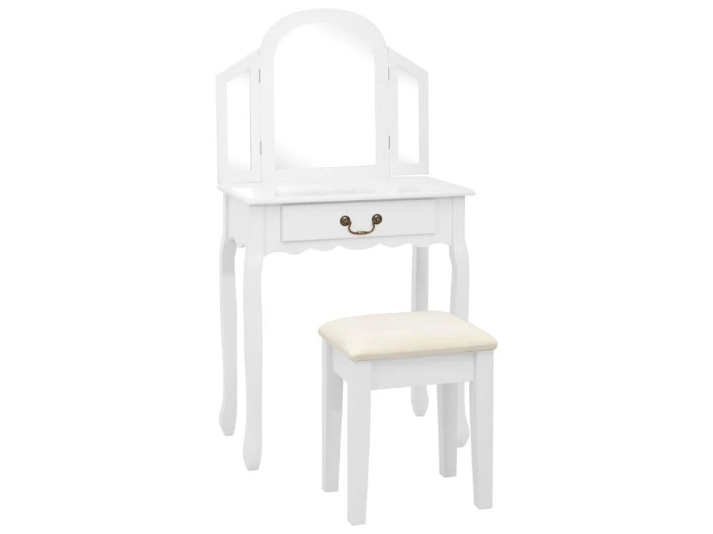 Coiffeuse Et Tabouret 65 X 36 X 128 Cm Bois De MDF Blanc 02_0006268 1 Coiffeuse Et Tabouret 65 X 36 X 128 Cm Bois De MDF Blanc 02_0006268