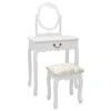 Coiffeuse Et Tabouret 65 X 36 X 128 Cm Bois MDF Blanc 02_0006228