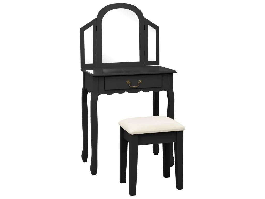 Coiffeuse Table De Maquillage Et Tabouret 65 X 36 X 128 Cm MDF Noir 02_0006273 1 Coiffeuse Table De Maquillage Et Tabouret 65 X 36 X 128 Cm MDF Noir 02_0006273