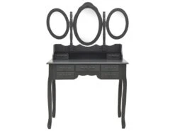 Coiffeuse Table De Maquillage Design Meuble Mobilier De Chambre Avec Tabouret Et Miroir 90 X 40 X 146 Cm Pliable En 3 Gris 02_0006270 -Fren Soldes Boutique meuble coiffeuse 19144267