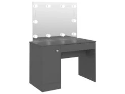 Coiffeuse Table De Maquillage Design Meuble Mobilier De Chambre Avec éclairage Led 110 X 55 X 145 Cm MDF Gris 02_0006398