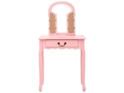 Coiffeuse Et Tabouret 65 X 36 X 128 Cm Bois MDF Rose 02_0006382 -Fren Soldes Boutique meuble coiffeuse 19144289