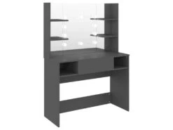 Coiffeuse Table De Maquillage Design Meuble Mobilier De Chambre Avec éclairage Led 100 X 40 X 135 Cm MDF Gris 02_0006339