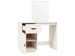 Coiffeuse Avec Led Blanc 95 X 50 X 133,5 Cm Bois De Pin Massif 02_0006221 -Fren Soldes Boutique meuble coiffeuse 19145593