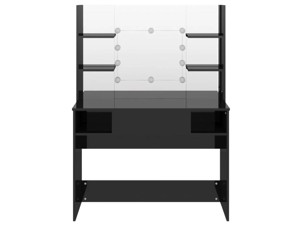 Table De Maquillage Avec éclairage 100 X 40 X 135 Cm Led Mdf Noir Brillant 02_0006252 2 Table De Maquillage Avec éclairage 100 X 40 X 135 Cm Led Mdf Noir Brillant 02_0006252 – Image 2