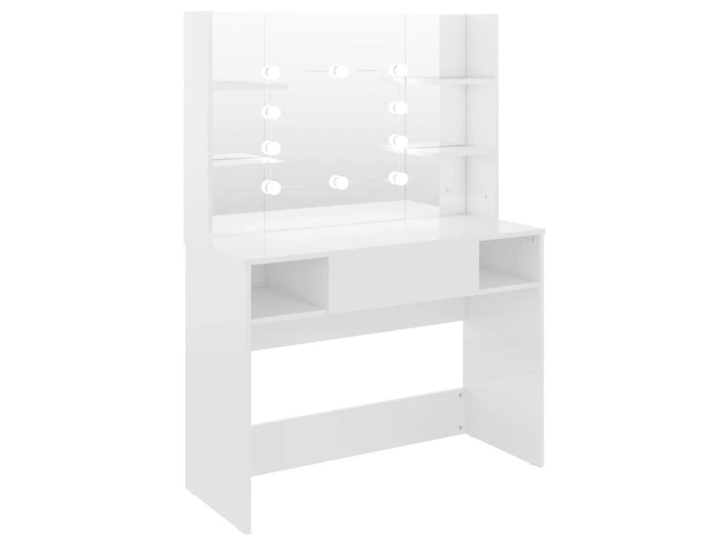 Table De Maquillage Avec éclairage Led 100 X 40 X 135 Cm MDF Blanc Brillant 02_0006277 1 Table De Maquillage Avec éclairage Led 100 X 40 X 135 Cm MDF Blanc Brillant 02_0006277