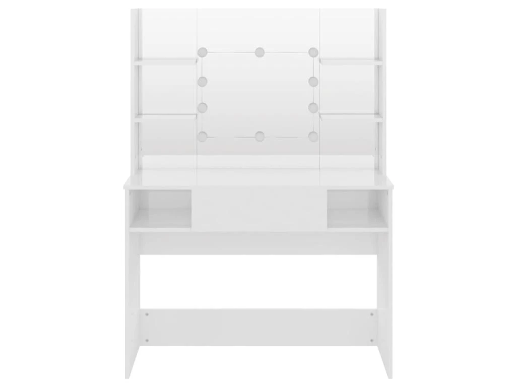 Table De Maquillage Avec éclairage Led 100 X 40 X 135 Cm MDF Blanc Brillant 02_0006277 2 Table De Maquillage Avec éclairage Led 100 X 40 X 135 Cm MDF Blanc Brillant 02_0006277 – Image 2