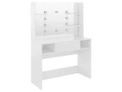 Table De Maquillage Avec éclairage Led 100 X 40 X 135 Cm MDF Blanc Brillant 02_0006277 8 Table De Maquillage Avec éclairage Led 100 X 40 X 135 Cm MDF Blanc Brillant 02_0006277 -Fren Soldes Boutique meuble coiffeuse 19191289