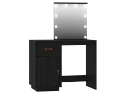 Coiffeuse Table De Maquillage Design Meuble Mobilier De Chambre Avec Led 135 X 50 X 135 Cm Bois De Pin Solide Noir 02_0006320 -Fren Soldes Boutique meuble coiffeuse 19195093