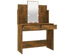 Coiffeuse Avec Led 96 X 40 X 142 Cm Chêne Fumé 02_0006254 -Fren Soldes Boutique meuble coiffeuse 19195113