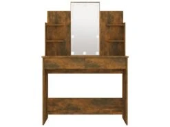 Coiffeuse Avec Led 96 X 40 X 142 Cm Chêne Fumé 02_0006254 -Fren Soldes Boutique meuble coiffeuse 19195115