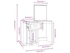 Coiffeuse Table De Maquillage Design Meuble Mobilier De Chambre Et Miroir 90 X 50 X 132,5 Cm Bois D'ingénierie Chêne Fumé 02_0006409 9 Coiffeuse Table De Maquillage Design Meuble Mobilier De Chambre Et Miroir 90 X 50 X 132,5 Cm Bois D'ingénierie Chêne Fumé 02_0006409 -Fren Soldes Boutique meuble coiffeuse 19195167
