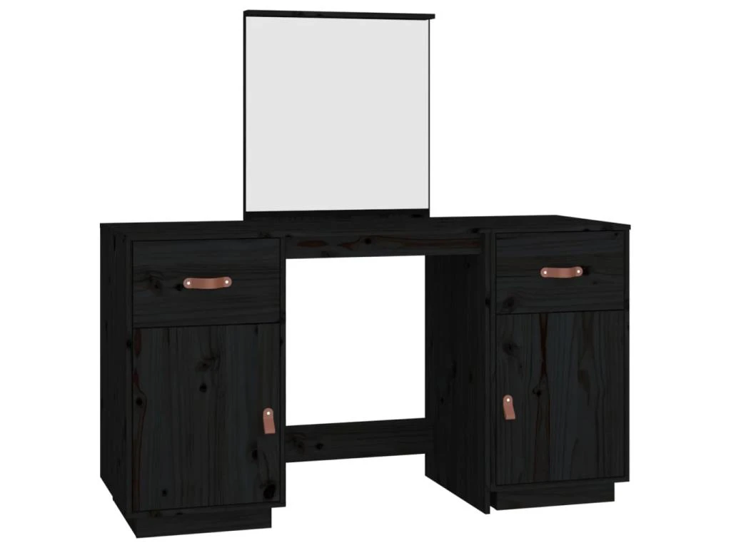 Ensemble De Coiffeuse Avec Miroir 95 X 50 X 134 Cm Bois De Pin Solide Noir 02_0006262 1 Ensemble De Coiffeuse Avec Miroir 95 X 50 X 134 Cm Bois De Pin Solide Noir 02_0006262