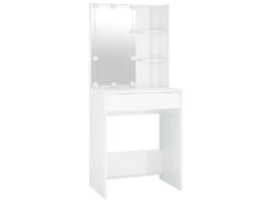 Coiffeuse Design Contemporaine à Led Avec Armoire Blanc Brillant Bois D'ingénierie 02_0006348 -Fren Soldes Boutique meuble coiffeuse 19195809