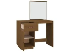 Coiffeuse Table De Maquillage Design Meuble Mobilier De Chambre Marron Miel 95 X 50 X 134 Cm Bois De Pin Massif 02_0006332 -Fren Soldes Boutique meuble coiffeuse 19195827