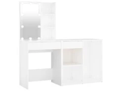 Coiffeuse Design Contemporaine à Led Avec Armoire Blanc Bois D'ingénierie 02_0006234