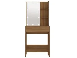 Coiffeuse Table De Maquillage Design Meuble Mobilier De Chambre Avec Led Chêne 60 X 40 X 140 Cm Marron 02_0006346 -Fren Soldes Boutique meuble coiffeuse 19195843