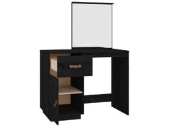 Coiffeuse 95 X 50 X 134 Cm Bois De Pin Massif Noir 02_0006230 -Fren Soldes Boutique meuble coiffeuse 19195863