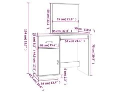 Coiffeuse 95 X 50 X 134 Cm Bois De Pin Massif Noir 02_0006230 -Fren Soldes Boutique meuble coiffeuse 19195867