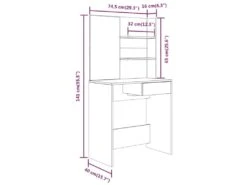Coiffeuse Table De Maquillage Design Meuble Mobilier De Chambre Avec Miroir 74,5 X 40 X 141 Cm Chêne Fumé 02_0006354 -Fren Soldes Boutique meuble coiffeuse 19195875