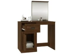Coiffeuse Et Miroir Chêne Marron 90x50x132,5 Cm Bois Ingénierie -Fren Soldes Boutique meuble coiffeuse 19865573