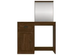 Coiffeuse Et Miroir Chêne Marron 90x50x132,5 Cm Bois Ingénierie -Fren Soldes Boutique meuble coiffeuse 19865575