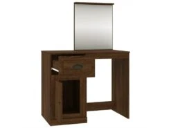 Coiffeuse Et Miroir Chêne Marron 90x50x132,5 Cm Bois Ingénierie -Fren Soldes Boutique meuble coiffeuse 19865577