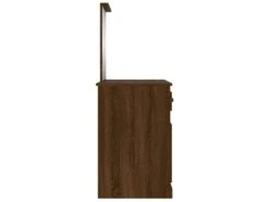 Coiffeuse Et Miroir Chêne Marron 90x50x132,5 Cm Bois Ingénierie -Fren Soldes Boutique meuble coiffeuse 19865579