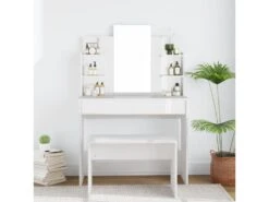 Coiffeuse Avec Miroir Blanc Brillant 96x40x142 Cm -Fren Soldes Boutique meuble coiffeuse 20049125