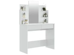 Coiffeuse Avec Miroir Blanc Brillant 96x40x142 Cm -Fren Soldes Boutique meuble coiffeuse 20049127