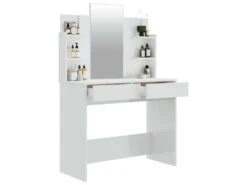 Coiffeuse Avec Miroir Blanc Brillant 96x40x142 Cm -Fren Soldes Boutique meuble coiffeuse 20049129