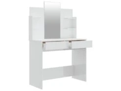 Coiffeuse Avec Miroir Blanc Brillant 96x40x142 Cm -Fren Soldes Boutique meuble coiffeuse 20049133