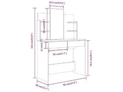 Coiffeuse Avec Miroir Chêne Sonoma 96x40x142 Cm -Fren Soldes Boutique meuble coiffeuse 20049157