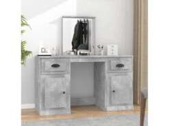 Coiffeuse Avec Miroir Gris Béton 130x50x132,5 Cm