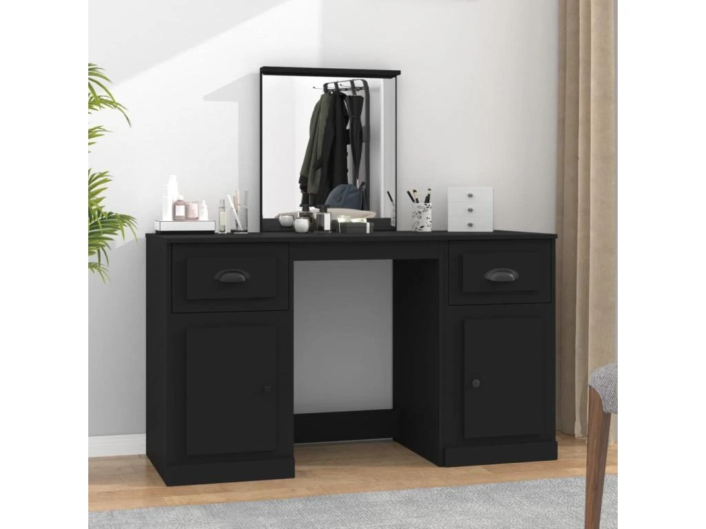 Coiffeuse Avec Miroir Noir 130x50x132,5 Cm 1 Coiffeuse Avec Miroir Noir 130x50x132,5 Cm