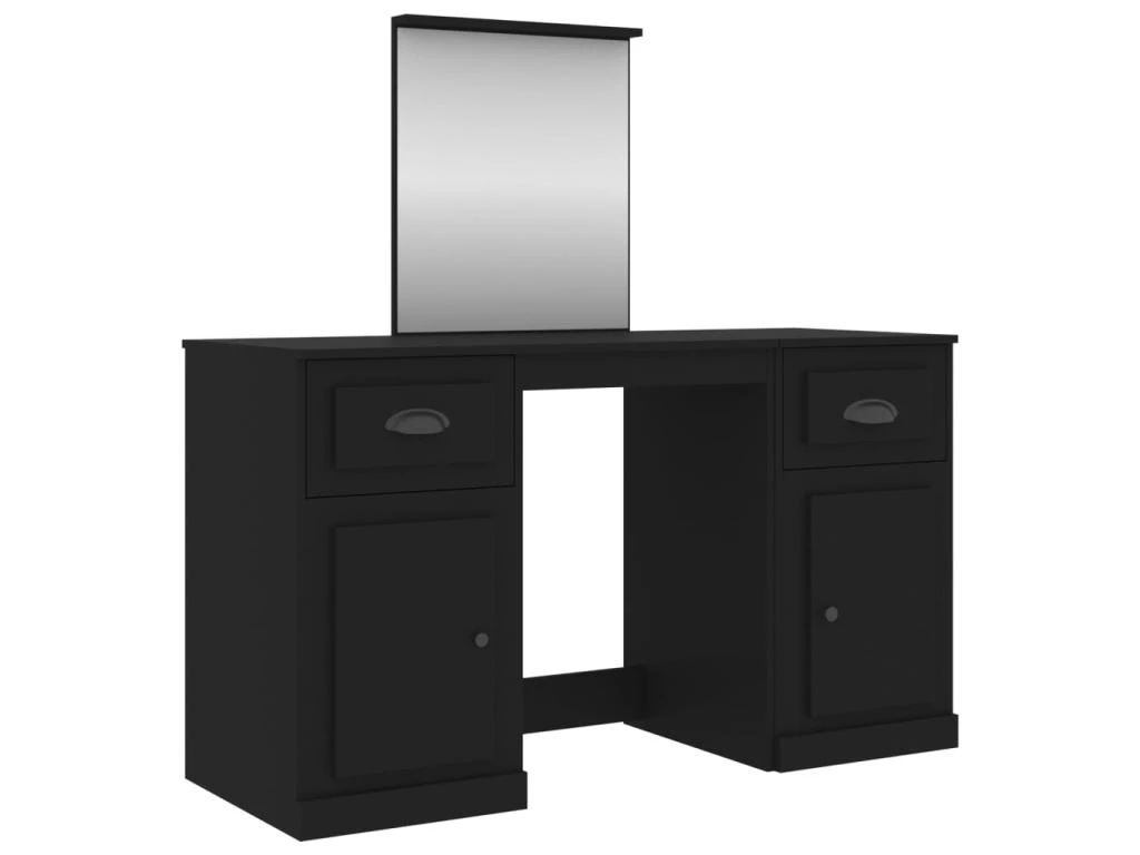 Coiffeuse Avec Miroir Noir 130x50x132,5 Cm 2 Coiffeuse Avec Miroir Noir 130x50x132,5 Cm – Image 2